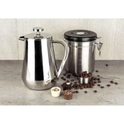 GRUNWERG Cafe Ole Double Wall Stainless Steel Cafetiere - 6 Cup