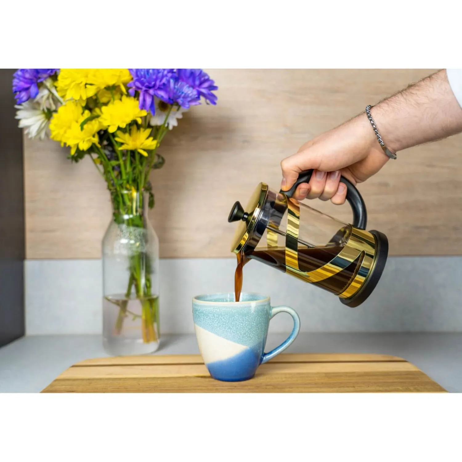 GRUNWERG Classico 4 Cup Cafetiere - Gold