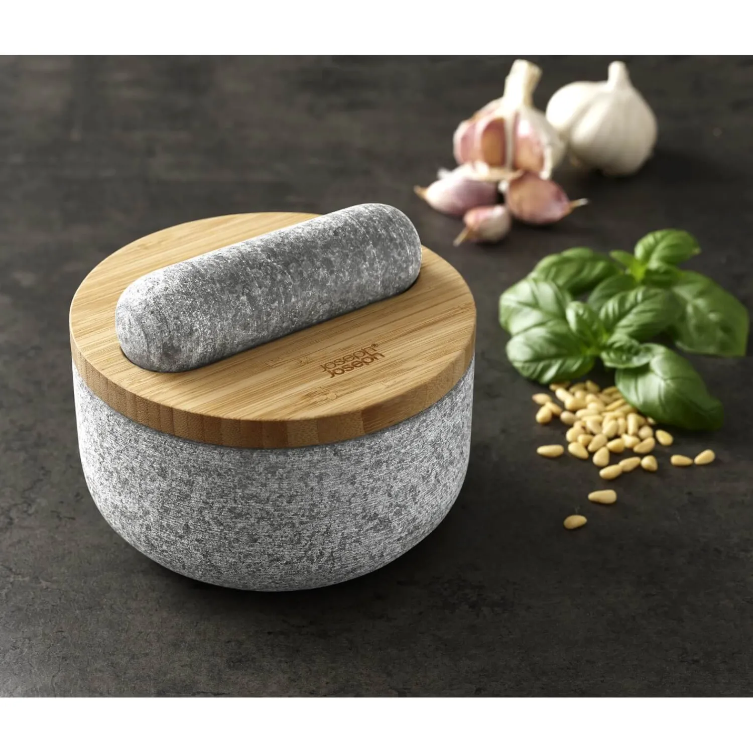 Joseph Joseph Dash Granite Pestle & Mortar with Bamboo Lid