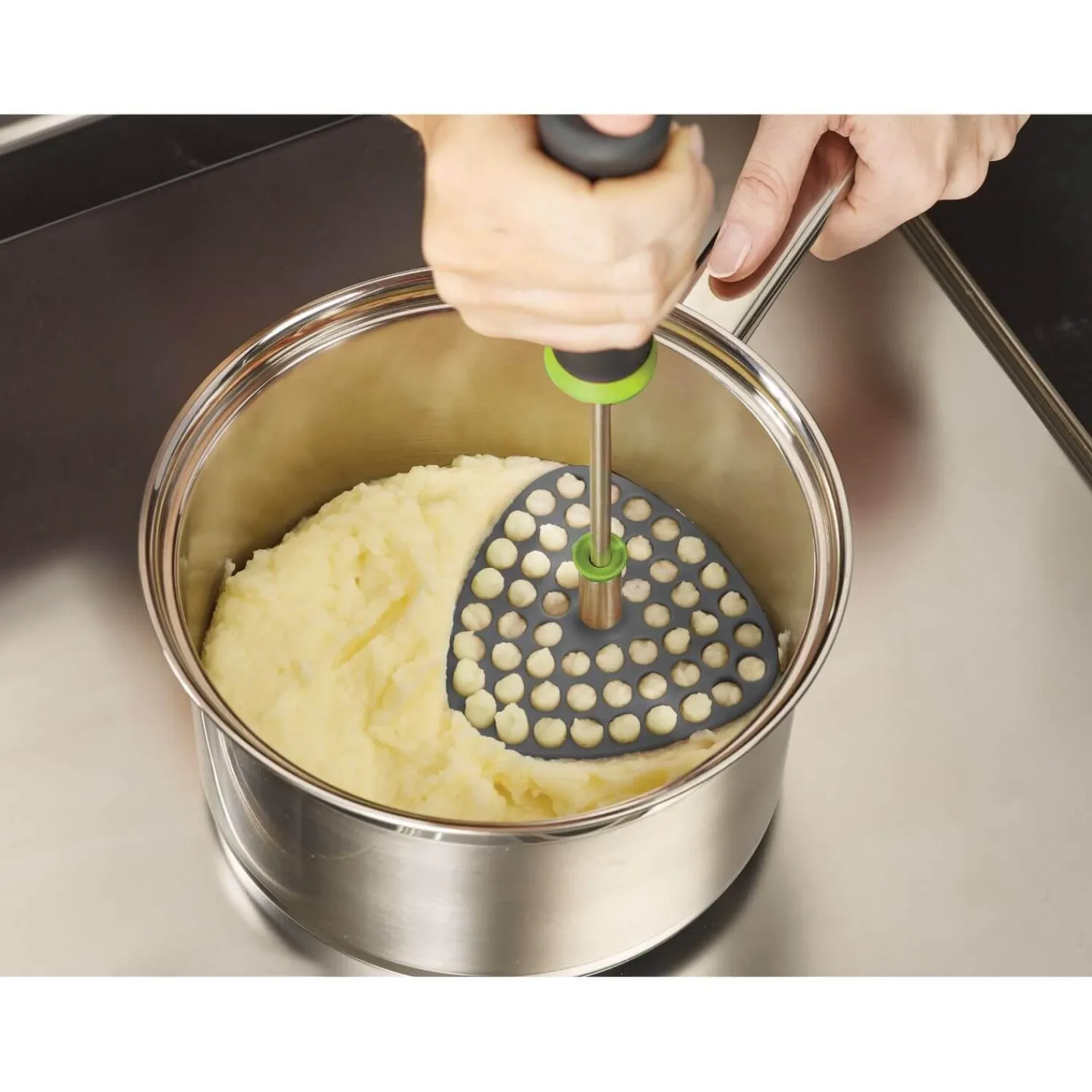 Joseph Joseph Delta Folding Potato Masher - Green / Grey