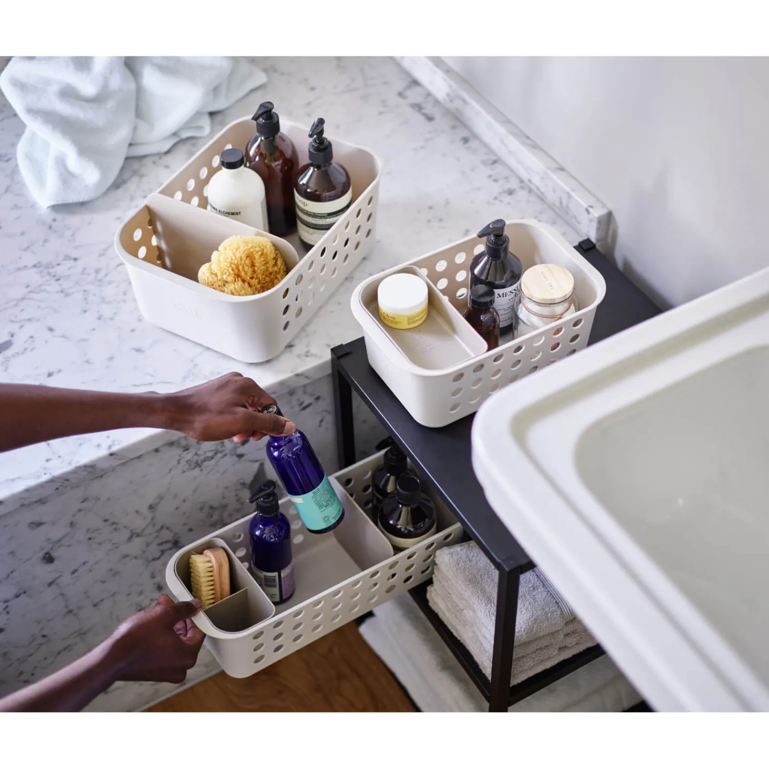 Joseph Joseph EasyStore Slimline Bathroom Storage Basket - Ecru