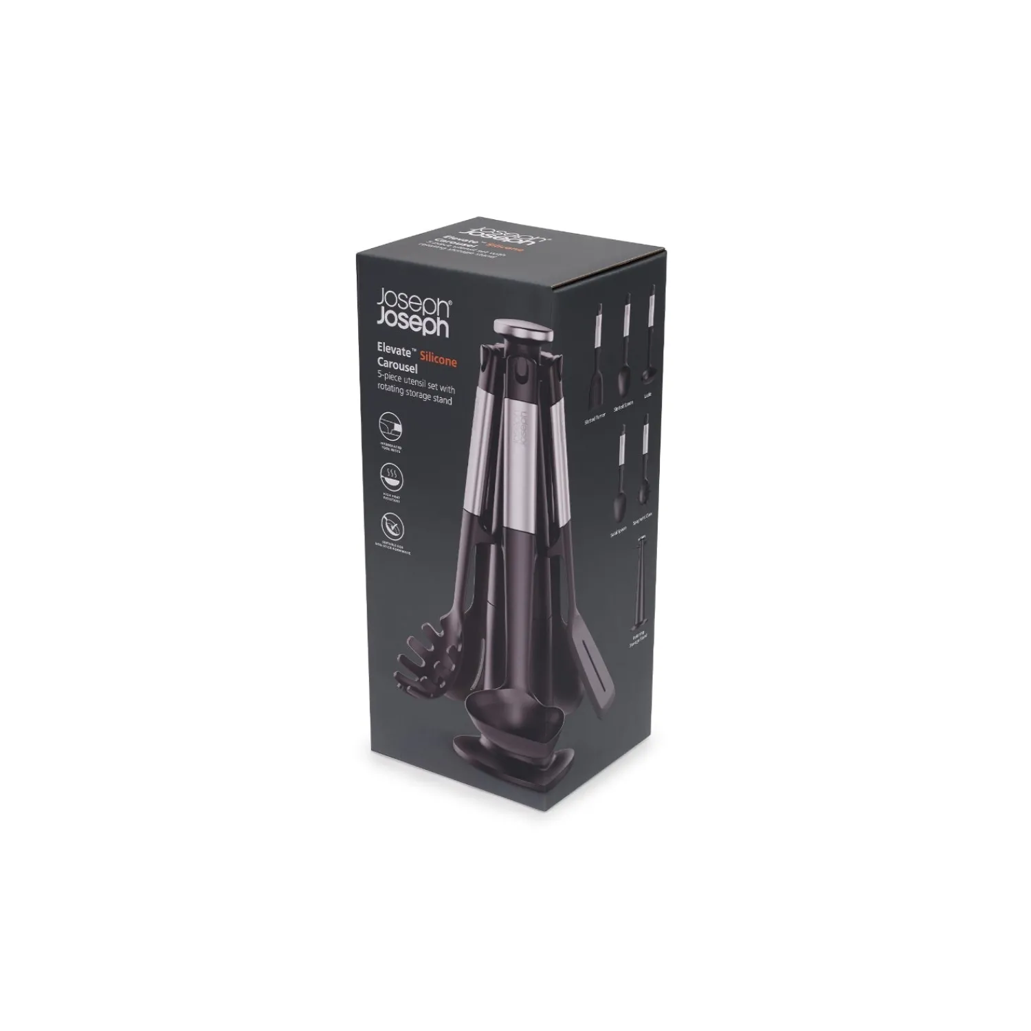 Joseph Joseph Elevate Stainless Steel & Silicone Utensil 5-Piece Carousel Set