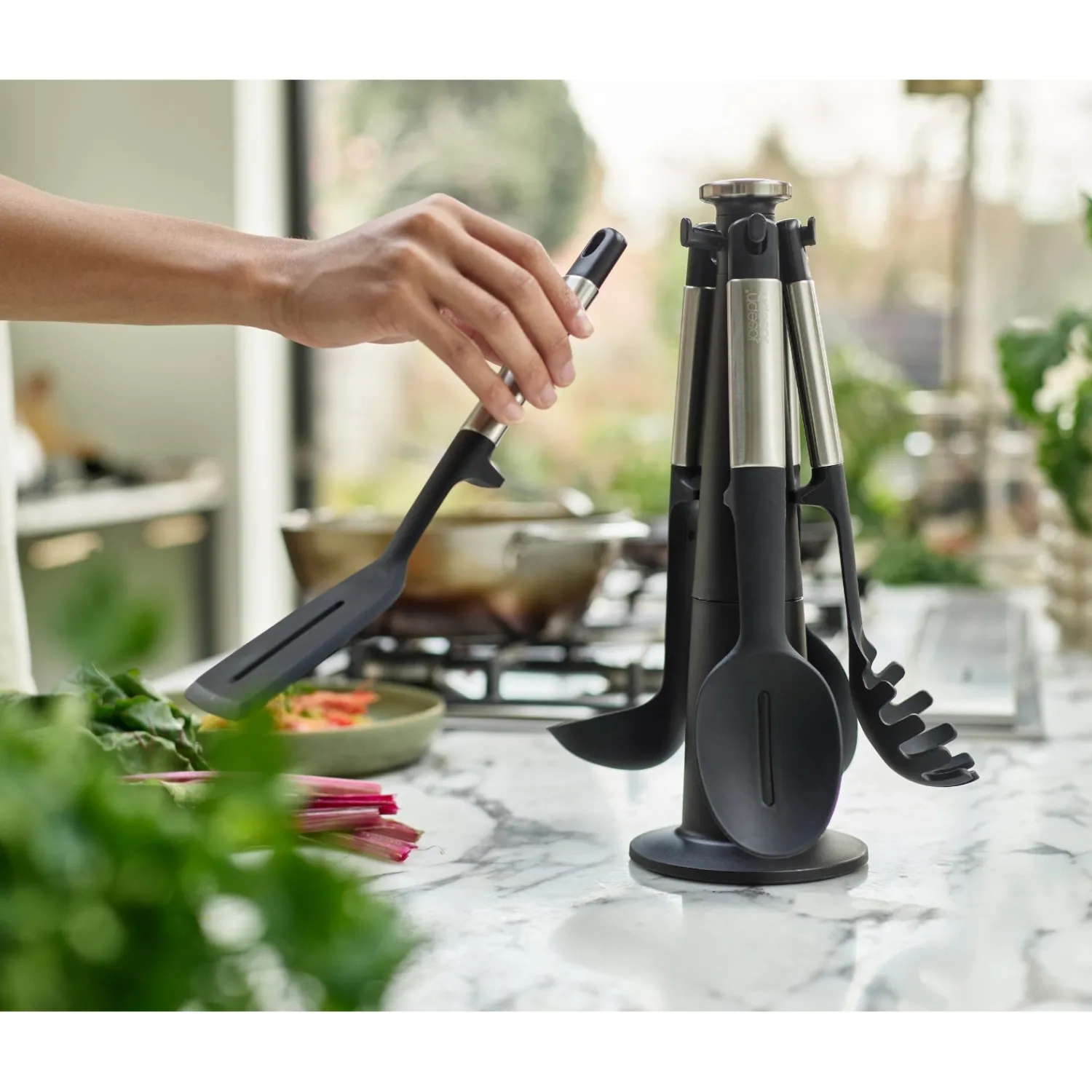 Joseph Joseph Elevate Stainless Steel & Silicone Utensil 5-Piece Carousel Set