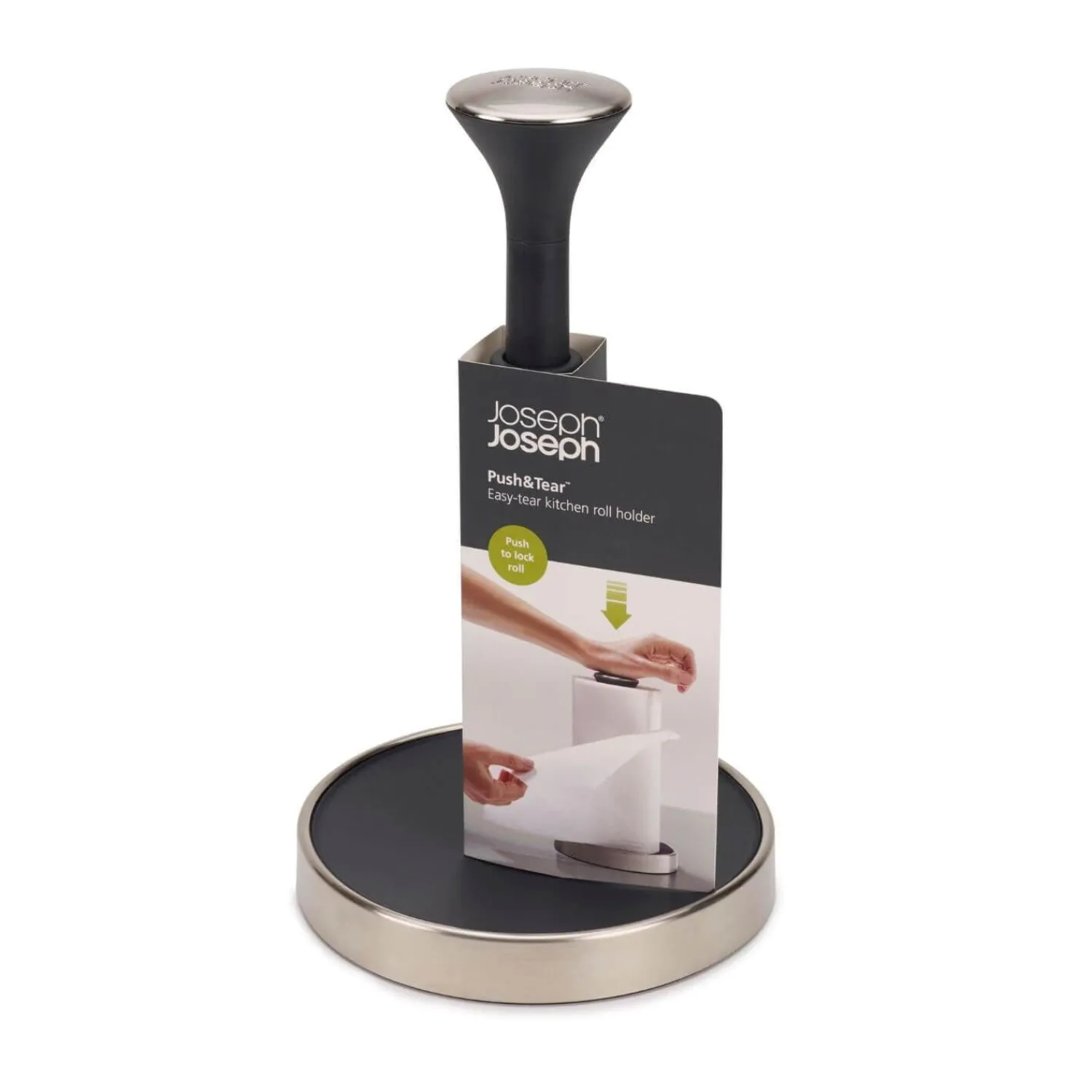 Joseph Joseph Push&Tear Kitchen Roll Holder - Grey