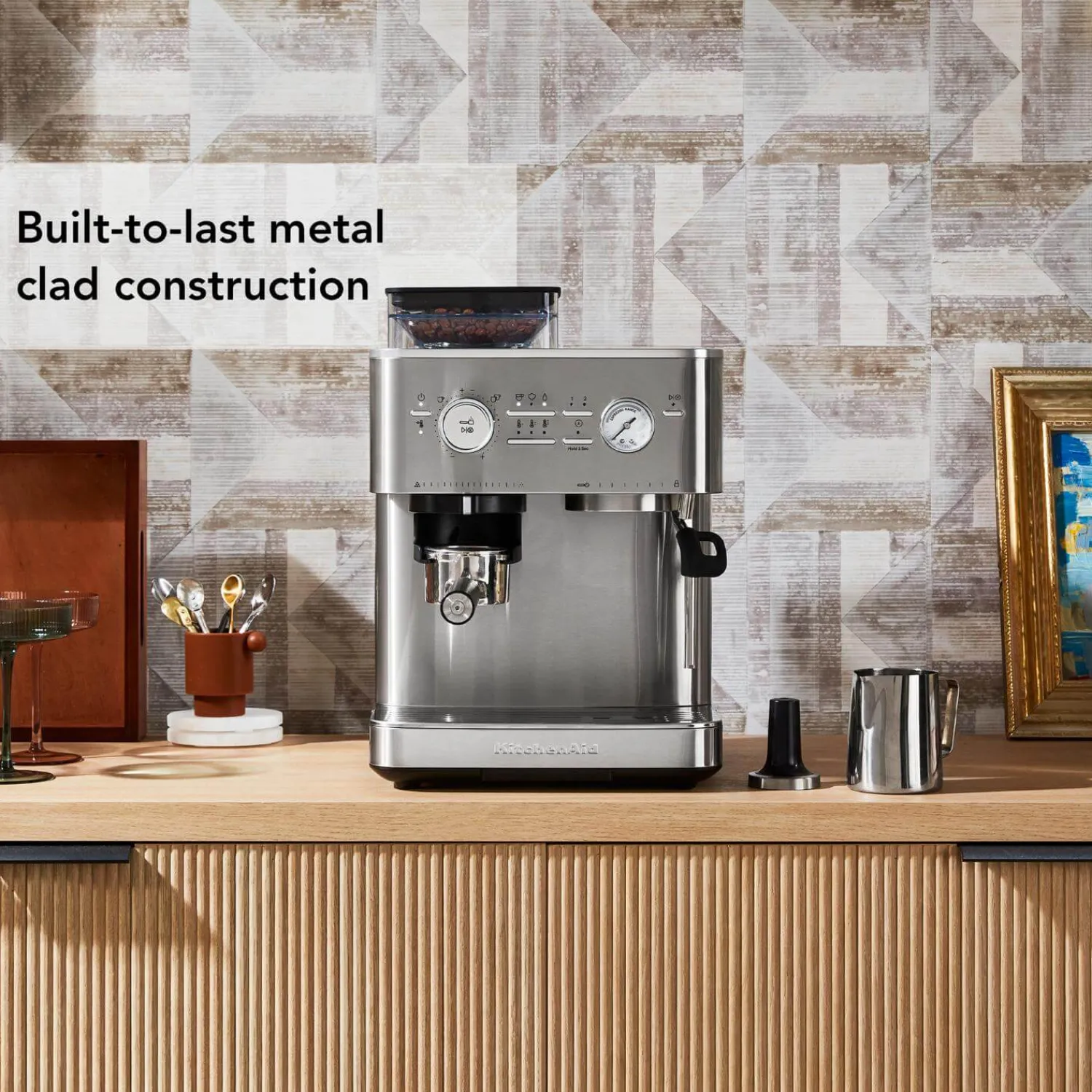 KitchenAid 5KES6551BSX Semi Automatic Espresso Machine with Burr Grinder - Stainless Steel