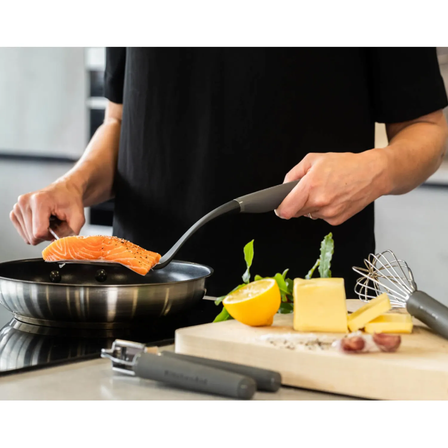 KitchenAid Soft Grip Slotted Turner - Charcoal Grey