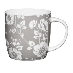 KitchenCraft 425ml Barrel Mug - Grey Floral