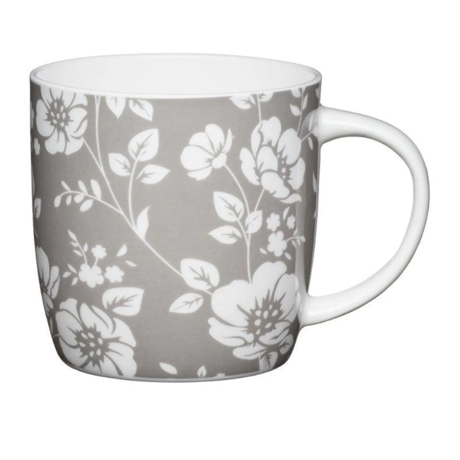 KitchenCraft 425ml Barrel Mug - Grey Floral