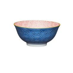 KitchenCraft Stoneware Bowl - Blue Arched Pattern