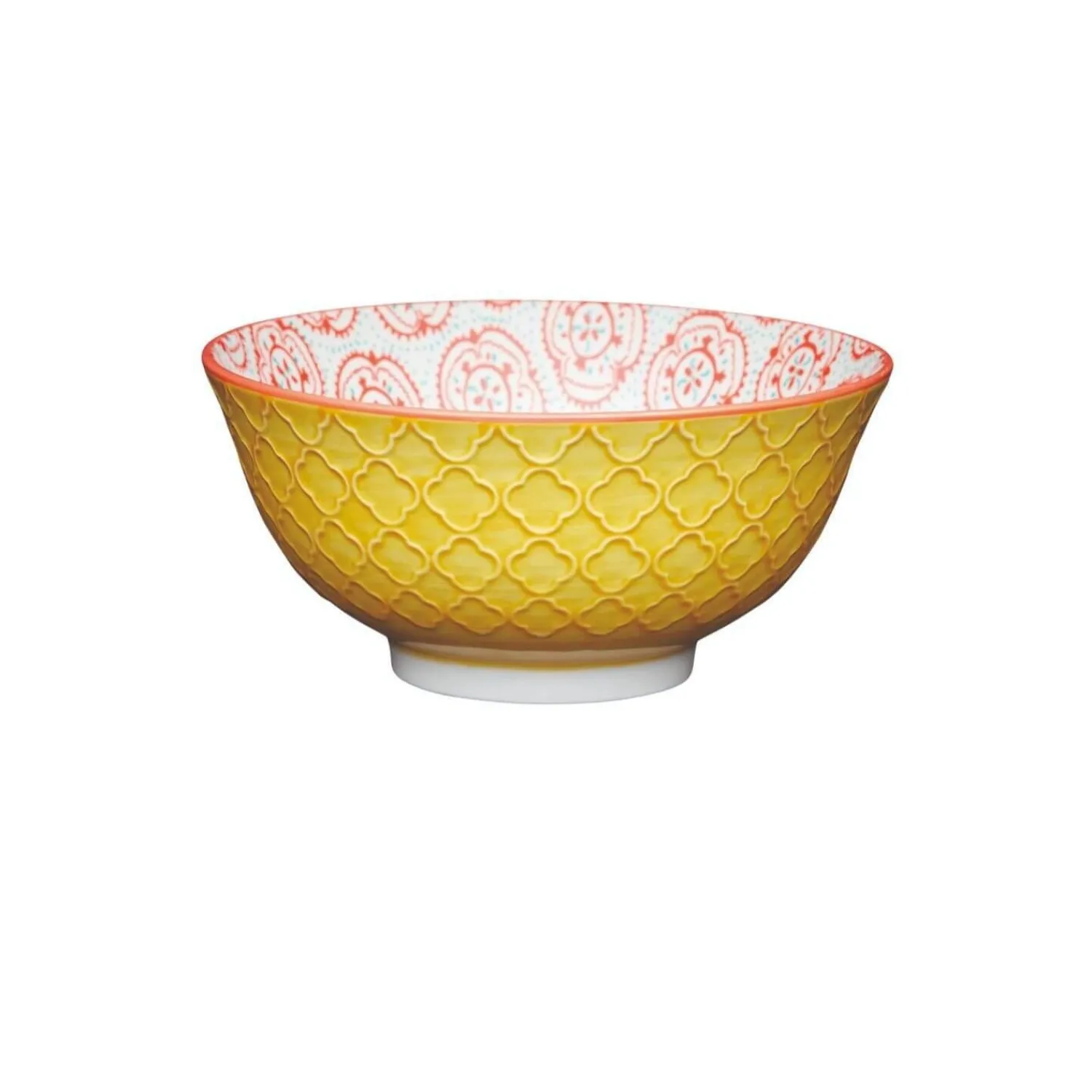 KitchenCraft Stoneware Bowl - Bright Yellow Floral