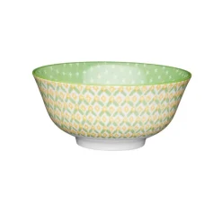 KitchenCraft Stoneware Bowl - Green Geometric