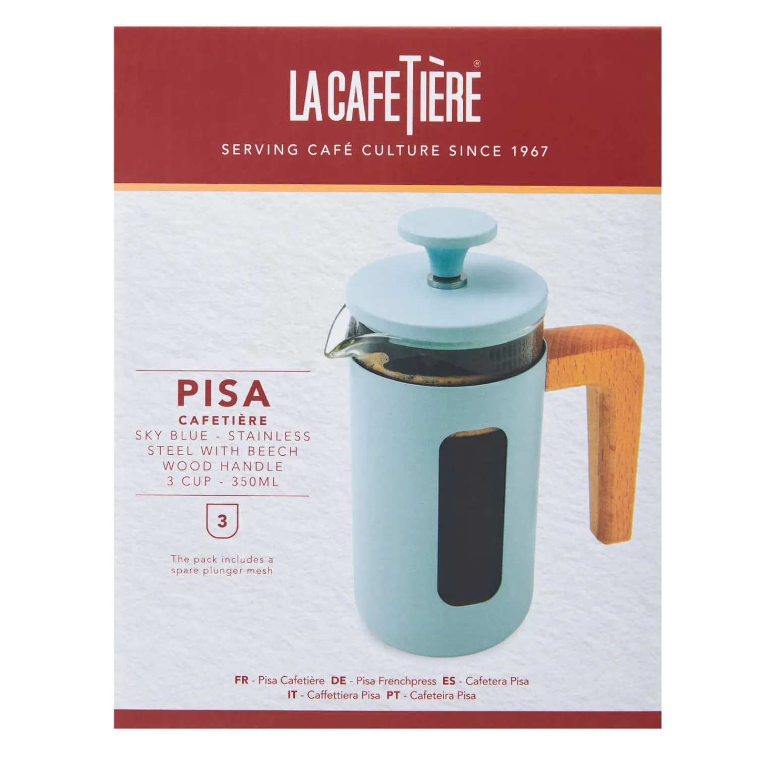 La Cafetiere La Cafetière Pisa 3-Cup Cafetière - Sky Blue
