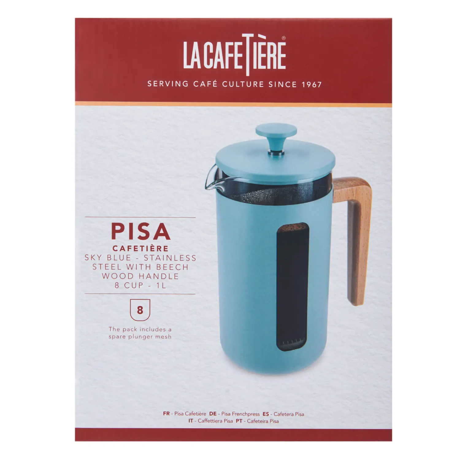 La Cafetiere La Cafetière Pisa 8-Cup Cafetière - Sky Blue