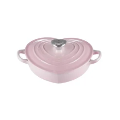 Le Creuset Cast Iron 20cm Heart Shape Dish with Lid - Shell Pink
