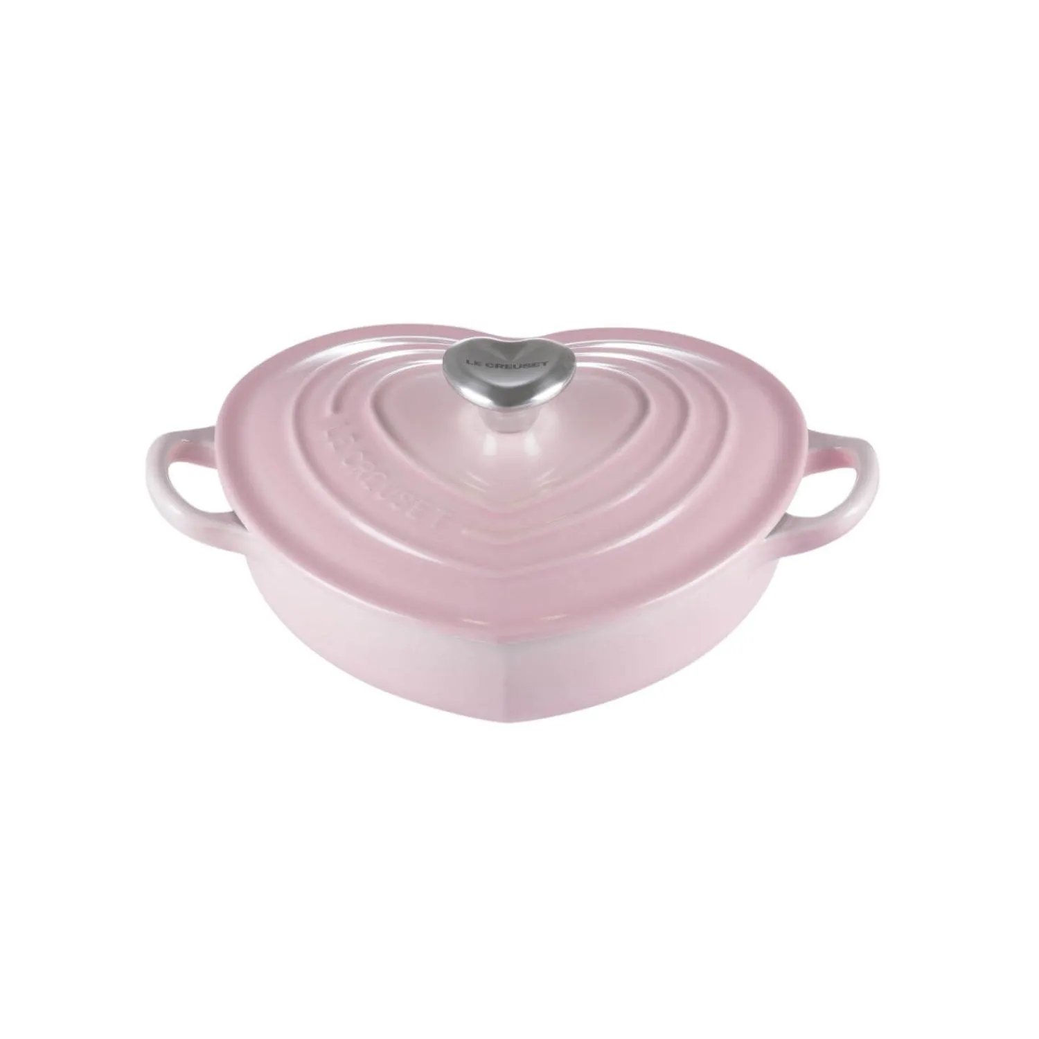 Le Creuset Cast Iron 20cm Heart Shape Dish with Lid - Shell Pink