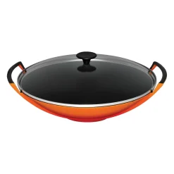 Le Creuset Cast Iron 36cm Wok & Glass Lid - Volcanic