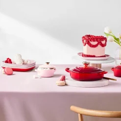 Le Creuset Cast Iron Heart Shape Dish with Lid - Cerise