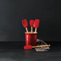 Le Creuset Craft 4-Piece Utensil Set with Stoneware Utensil Jar - Cerise