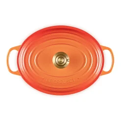 Le Creuset Limited Edition Signature 29cm Cast Iron Oval Casserole - Flamme Doree