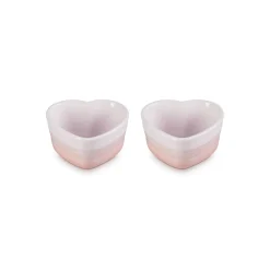 Le Creuset Set of 2 Heart Stoneware Ramekins - Shell Pink