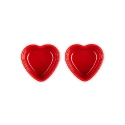 Le Creuset Set of 2 Heart Stoneware Ramekins - Cerise