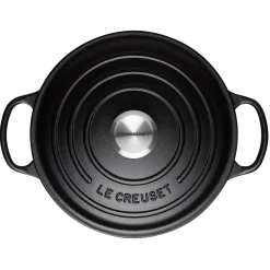 Le Creuset Signature Cast Iron 20cm Round Casserole - Satin Black