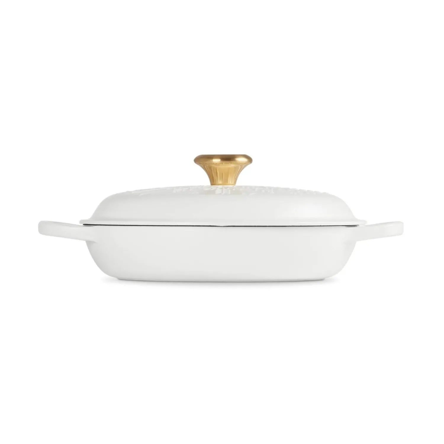 Le Creuset Signature 26cm Cast Iron Christmas Shallow Casserole - Snowflakes