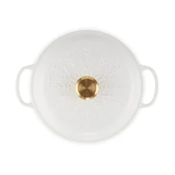 Le Creuset Signature 26cm Cast Iron Christmas Shallow Casserole - Snowflakes