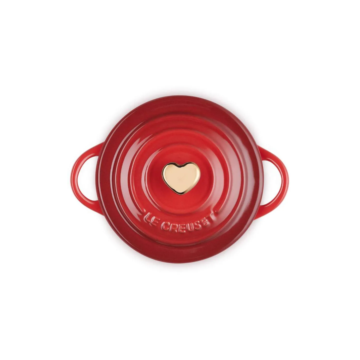 Le Creuset Stoneware Petite Casserole with Gold Heart Knob - Cerise