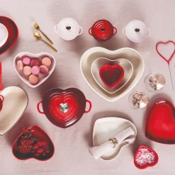 Le Creuset Stoneware Petite Casserole with Gold Heart Knob - Cerise