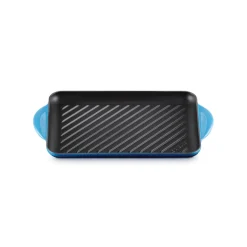 Le Creuset Traditional Cast Iron 32cm Rectangular Grill - Azure