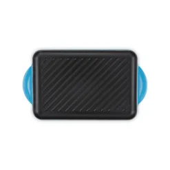 Le Creuset Traditional Cast Iron 32cm Rectangular Grill - Azure