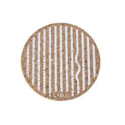Liga Round Cork Coaster - Wiggle - White