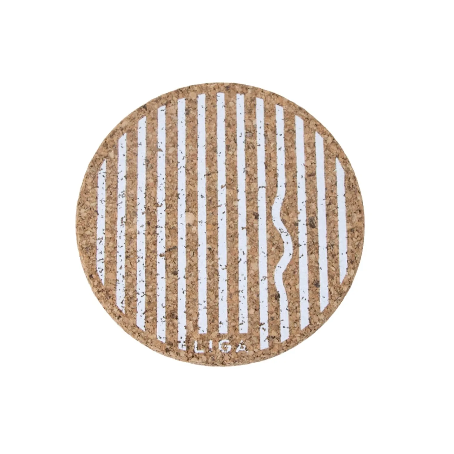 Liga Round Cork Coaster - Wiggle - White