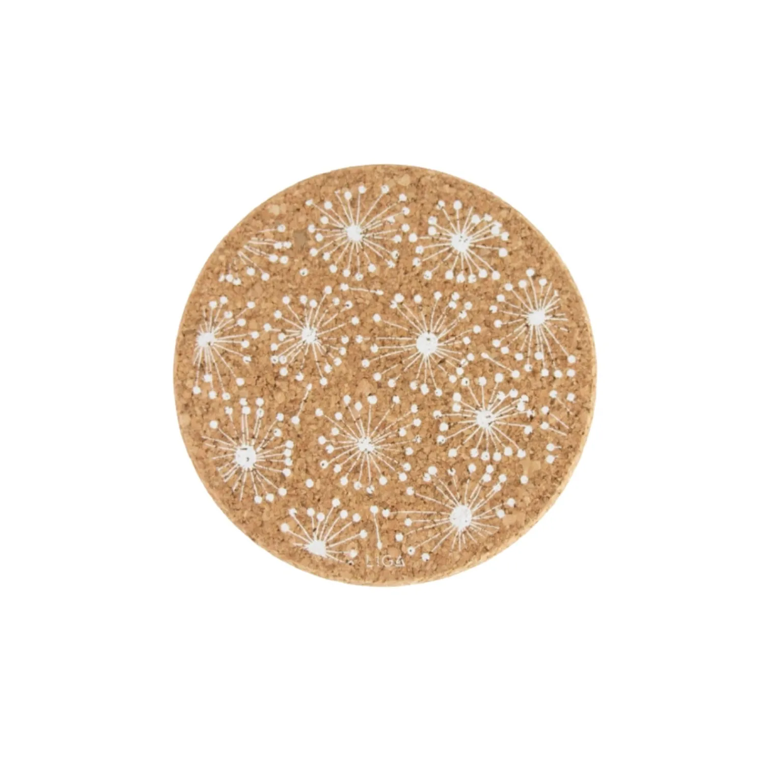 Liga Round Cork Coaster - Dandelion - White