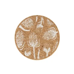 Liga Round Cork Coaster - Thistle - White