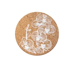 Liga Round Cork Coaster - Orchid - White