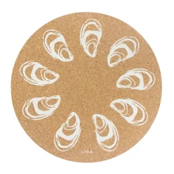 Liga Round Cork Placemat - Oyster - White