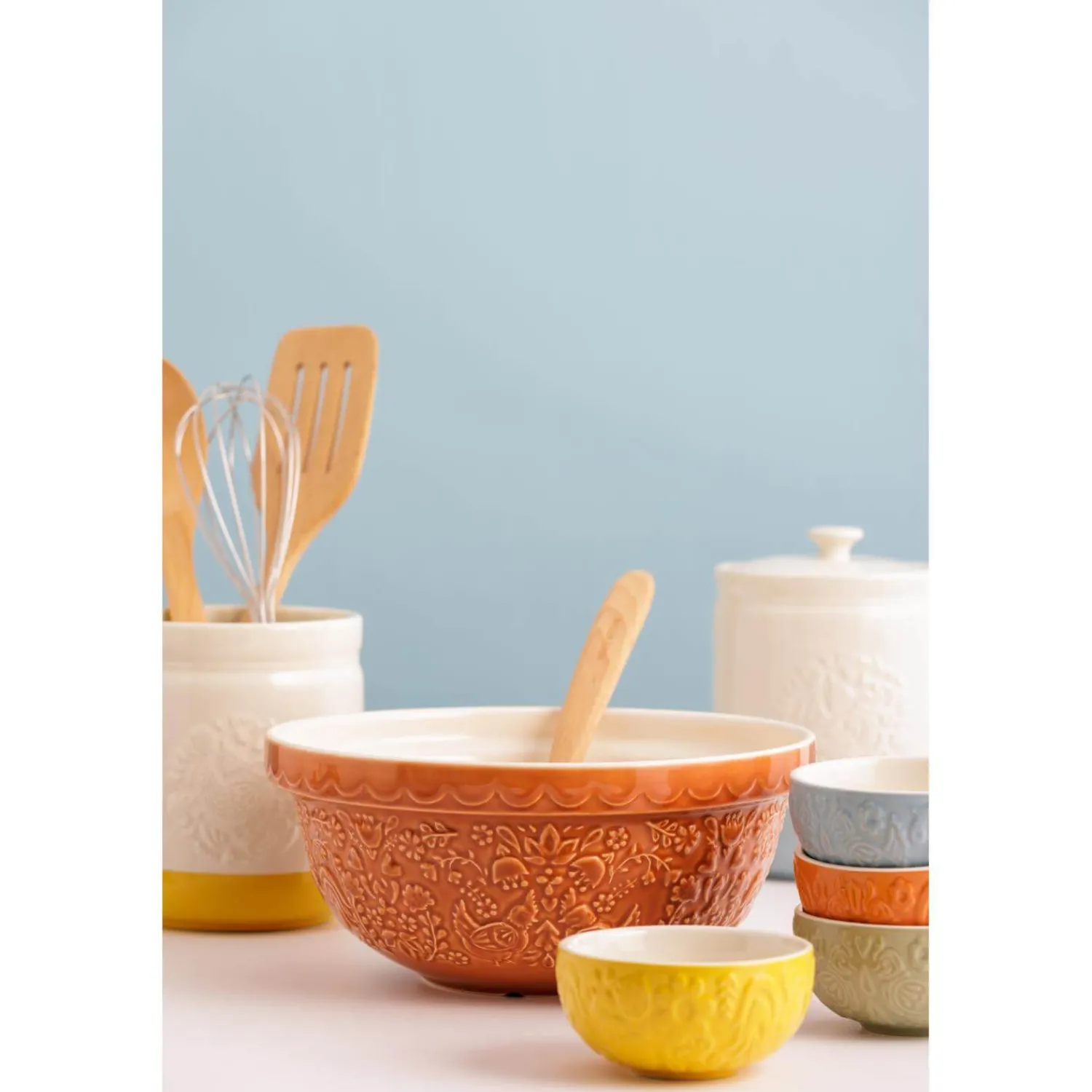 Mason Cash Stoneware Home To Roost 12cm x 12.5cm Utensil Pot - Cream & Yellow