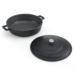 MasterClass Cast Aluminium 32cm Lightweight Shallow Round Casserole Dish - Black