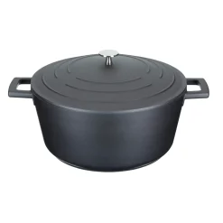 MasterClass Cast Aluminium 28cm Lightweight Round Casserole Dish - Black