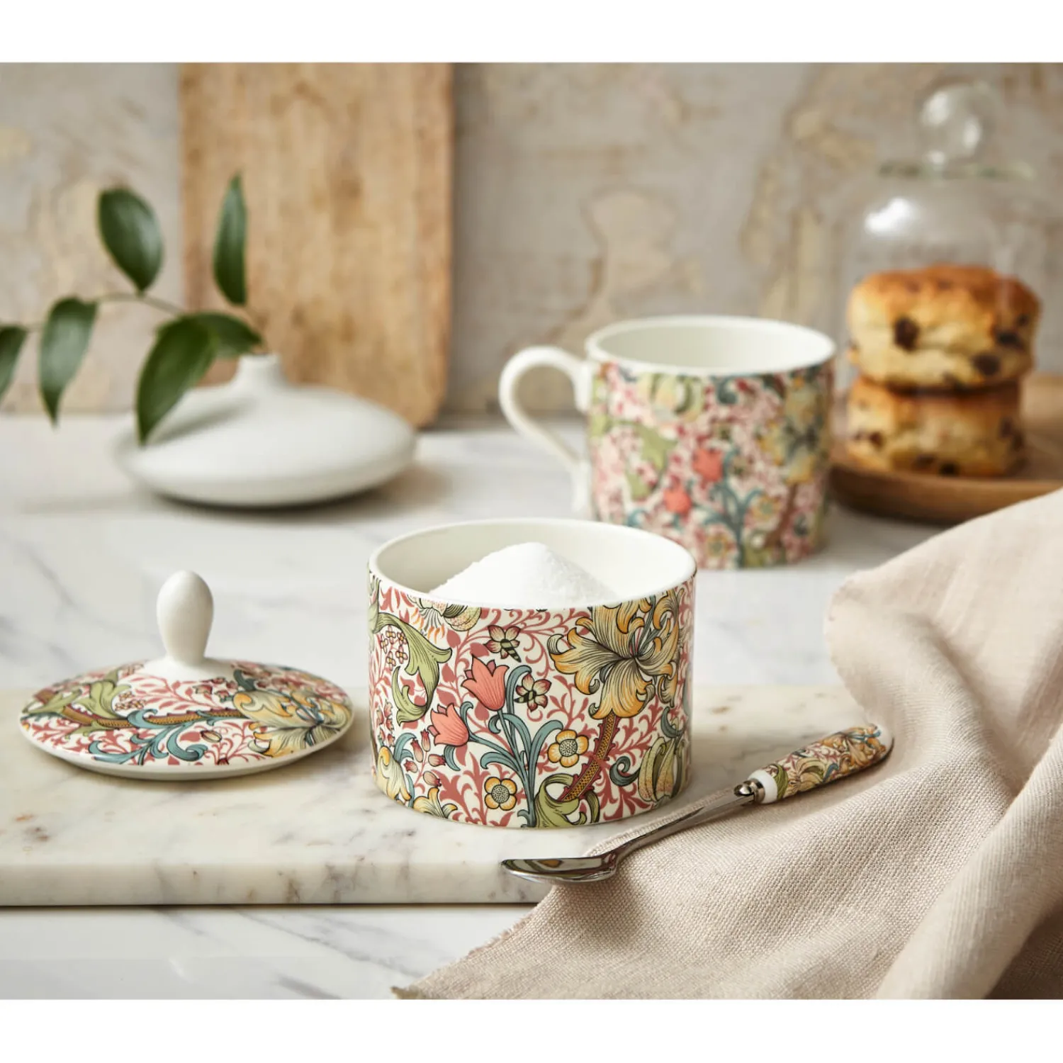 Morris u0026 Co Morris & Co Porcelain Sugar Bowl With Lid - Golden Lily