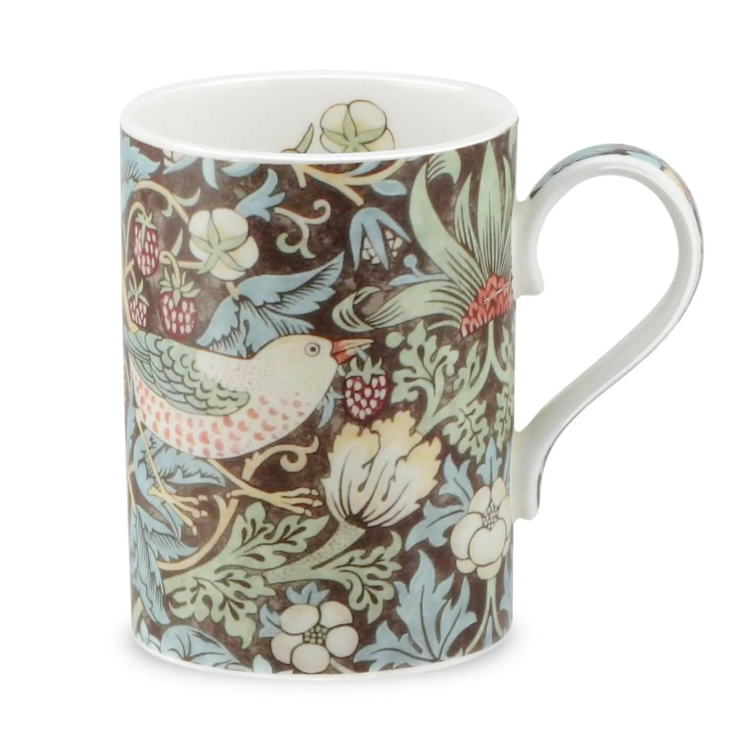 Morris u0026 Co Morris & Co Strawberry Thief 340ml Porcelain Mug - Chocolate Slate