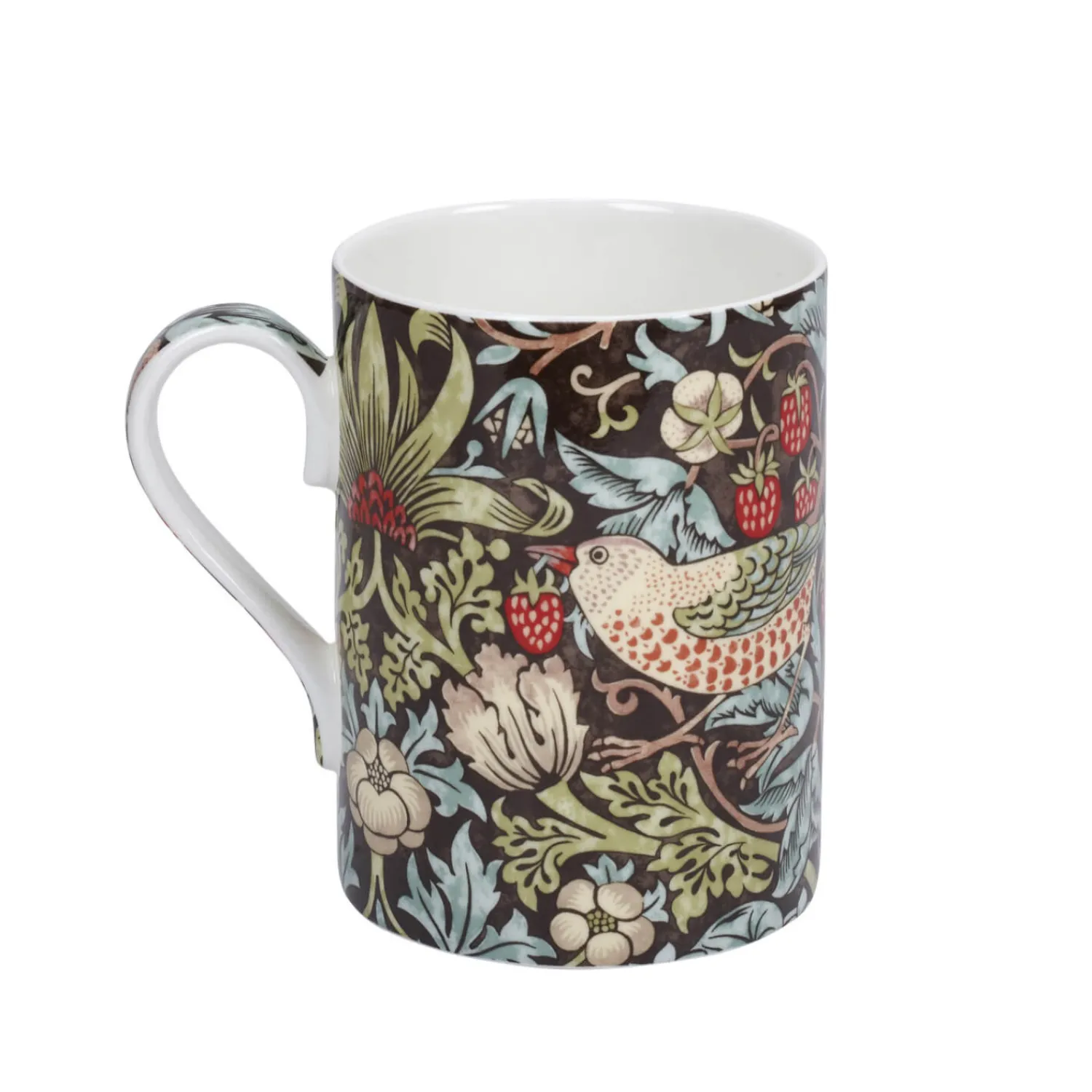 Morris u0026 Co Morris & Co Strawberry Thief 340ml Porcelain Mug - Chocolate Slate