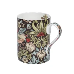 Morris u0026 Co Morris & Co Strawberry Thief 340ml Porcelain Mug - Chocolate Slate