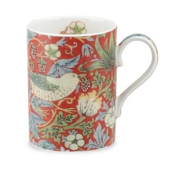 Morris u0026 Co Morris & Co Strawberry Thief 340ml Porcelain Mug - Crimson Slate