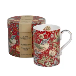 Morris u0026 Co Morris & Co Strawberry Thief 340ml Porcelain Mug - Crimson Slate