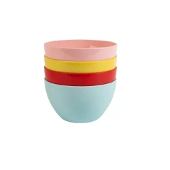 NAVIGATE Strawberries & Cream Set of 4 Stacking Bowls in Mixed Colours