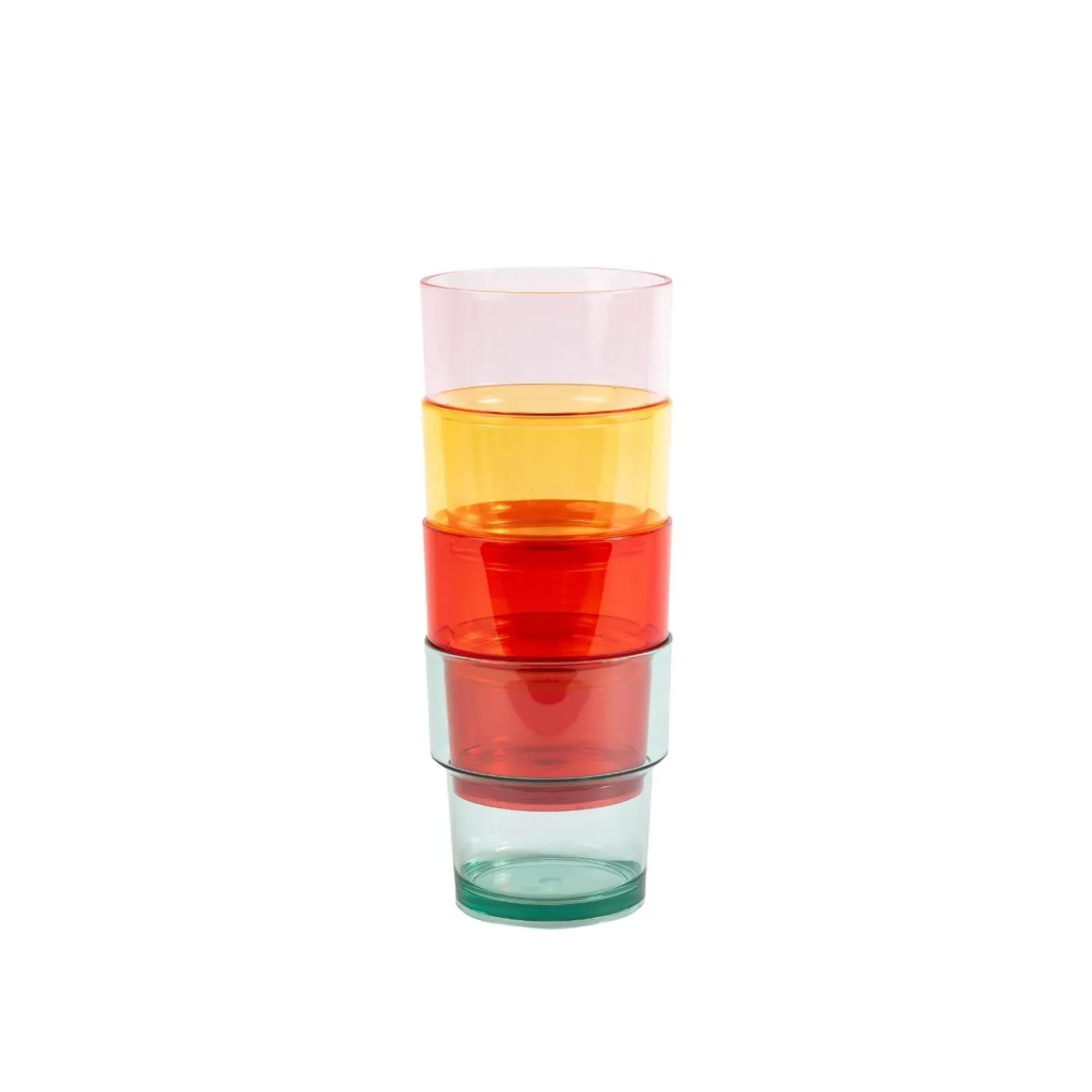 NAVIGATE Strawberries & Cream Set of 4 Stacking Tumbler Glasses in Mixed Colours