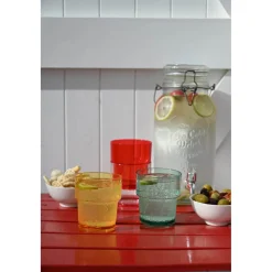 NAVIGATE Strawberries & Cream Set of 4 Stacking Tumbler Glasses in Mixed Colours